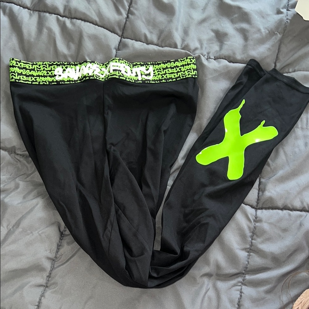 Savage X Fenty Black and Green Leggings